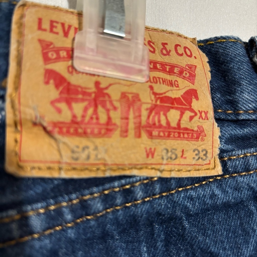 Levi’s 501 100% Cotton Denim Jeans Button Fly Straight Fit Tag 35x33 - Picture 5 of 10